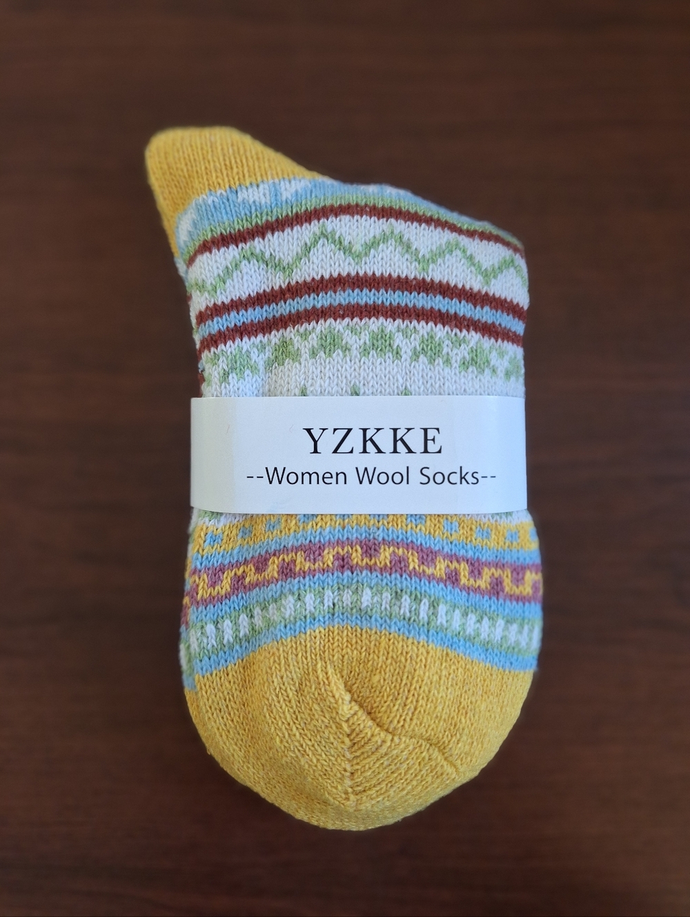 NWT YZKKE Women Soft Wool Socks - Yellow Multicolor Fair Isle